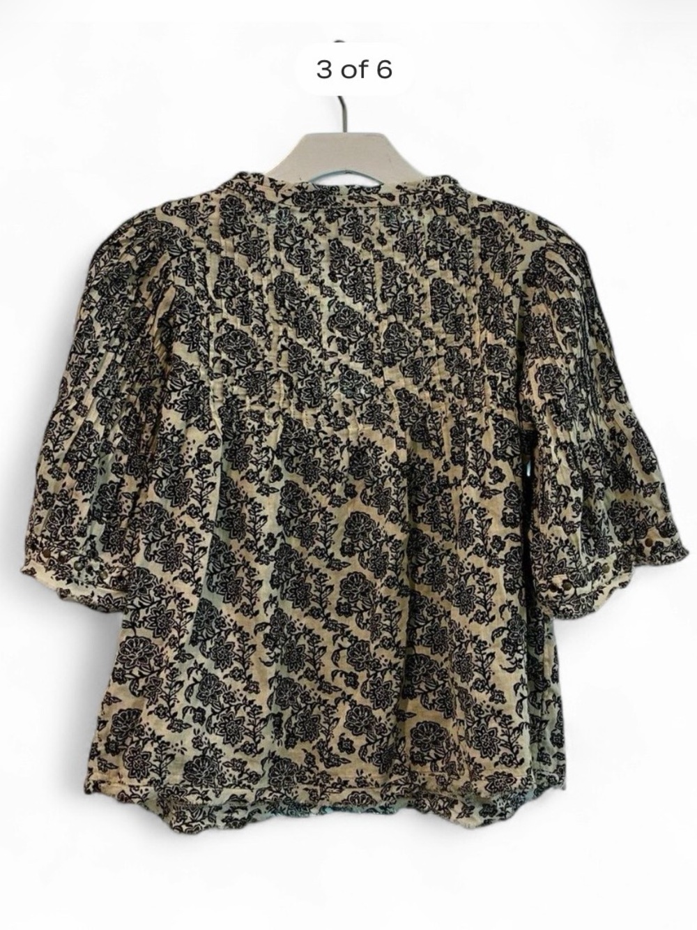 Anthropologie Black & White Floral V-Neck Blouse NWOT - Picture 3 of 6